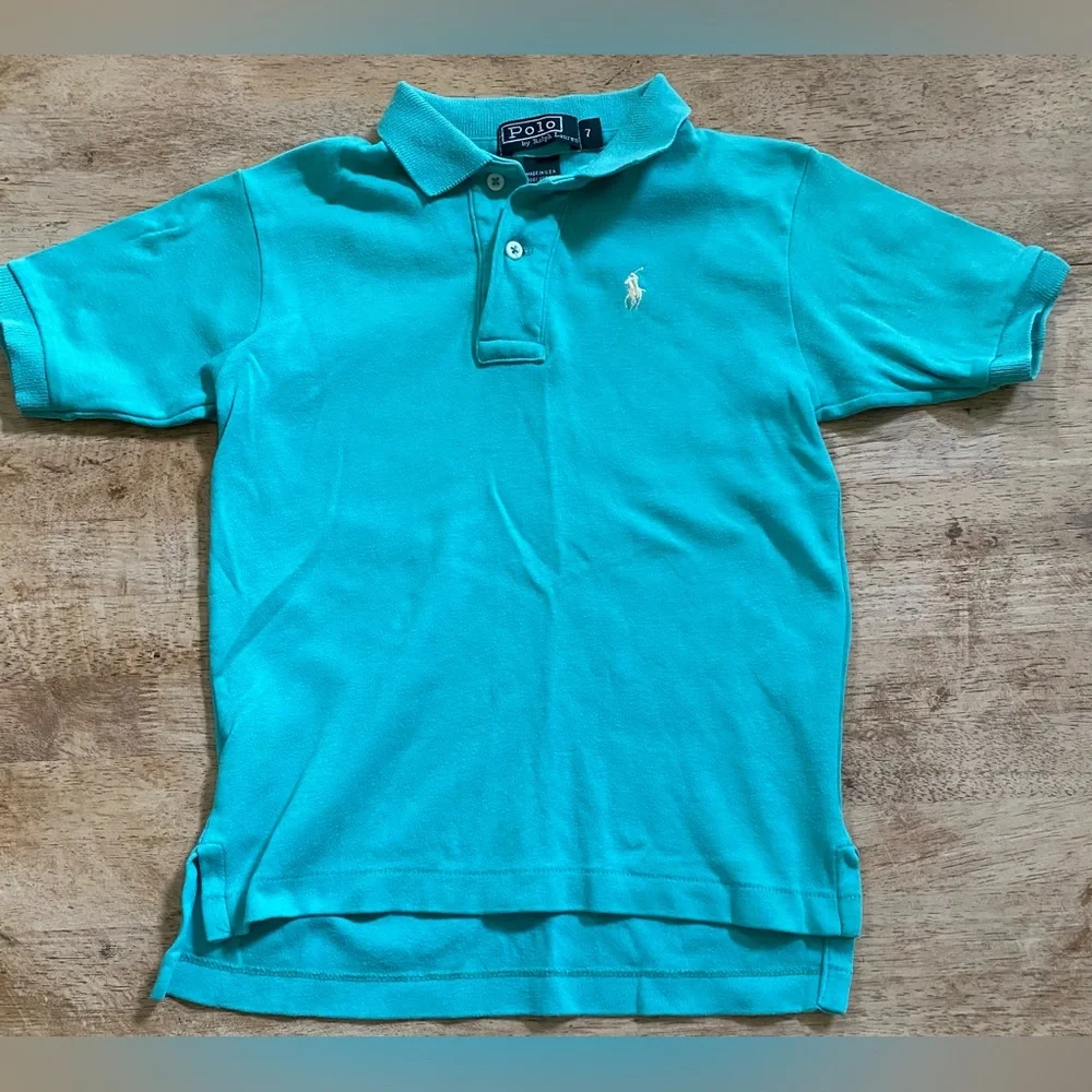 Vintage Polo by‎ Ralph Lauren Boy’s Sz 7 SeaFoam Green Short Sleeve Cotton Polo